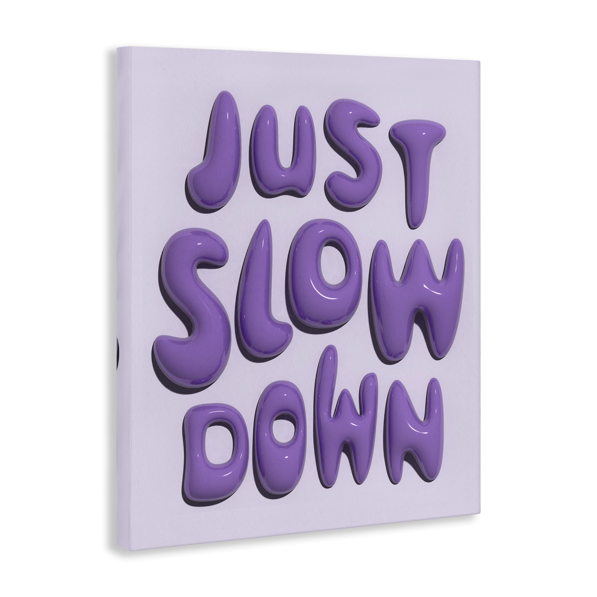 Stupell Industries Purple Just Slow Down Text & Numbers Painting Wrapped Canvas Art Print Wall Art, 16 x 20