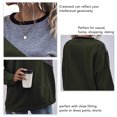 thumbnail image 4 of Jersey informal para mujer, cuello redondo, manga larga, hombros caídos, costura, bloque de color, jersey para mujer, Top OD verde L, 4 of 5