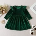 thumbnail image 3 of URMAGIC Toddler Baby Girl Fall Winter Clothes Ruffle Long Sleeve Velvet Dress Casual Princess Party Dresses Outfit 9M-5T, 3 of 8