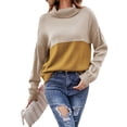 thumbnail image 1 of hirigin Women Sweater, Long Sleeve Turtleneck Contrast Color Knit Pullover for Casual Daily, 1 of 8
