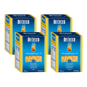 De Cecco Mezzi Rigatoni Pasta, 16 oz (Pack of 4)