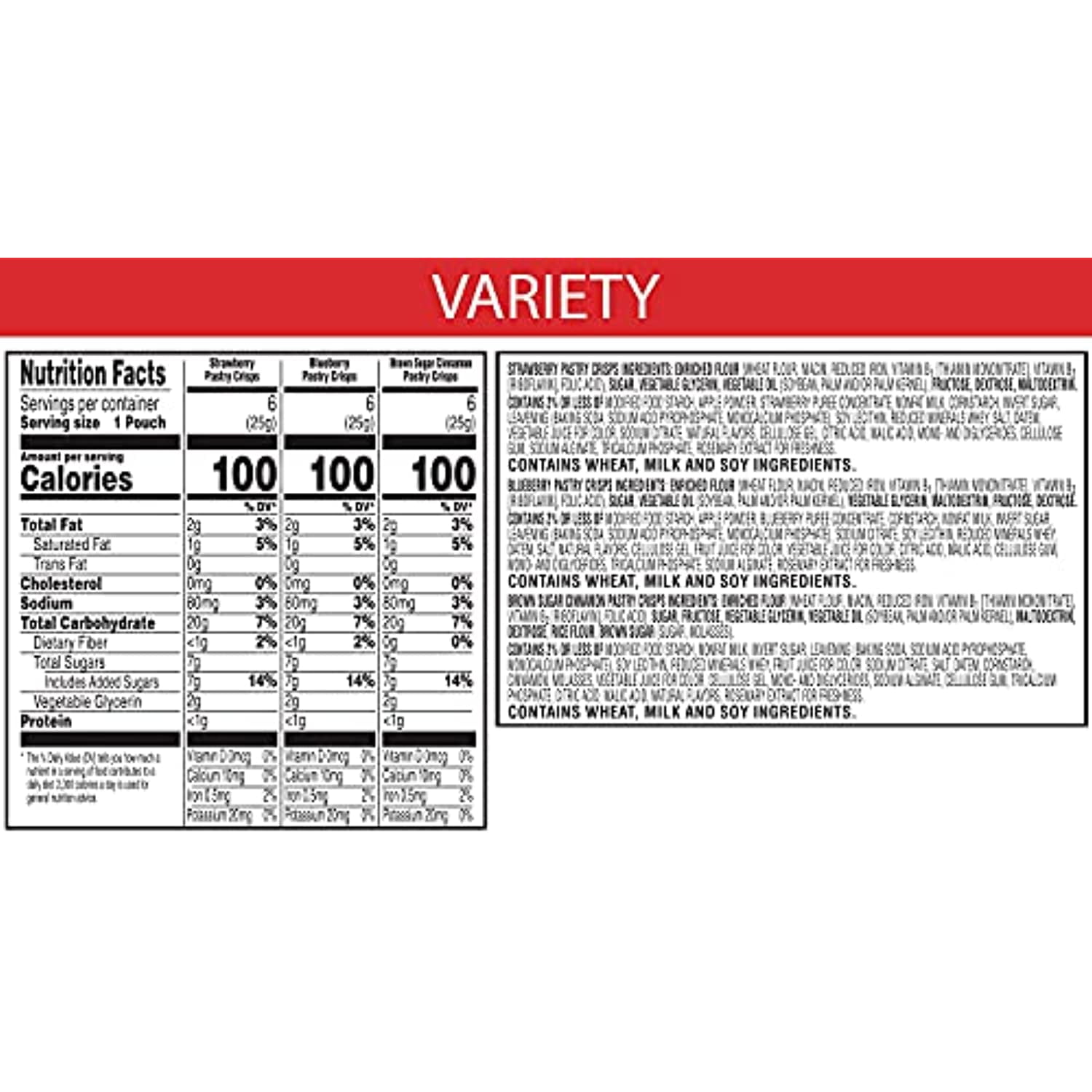 Kelloggs Special K Pastry Crisps, Breakfast Bars, 100 Calorie Snacks, Variety Pack, 15.84Oz Box (36 Crisps)