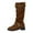 Brown, variant on Suede Buckle Knee High Women's Mid-Calf Boots - Comfortable Casual Dress Winter Footwear for Everyday Wear
