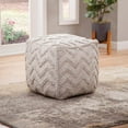 thumbnail image 2 of Steve Silver Jamal Square Handwoven Beige/ Brown/ Black Wool Pouf, 2 of 4