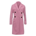 thumbnail image 4 of Kixjoy Pink Women's Coats, Jackets & Vests Oversized Button Down Winter Peacoat Long Sleeve Notched Collar Fleece Jacket Thermal Fashion Soild Jackets for Women with Pockets, Hot Pink M, 4 of 4