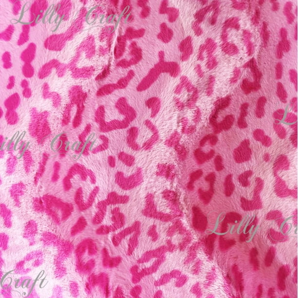 Velboa Light Pink Leopard Print Low Pile Faux Fur Fabric 58”/60” Sold by the Yard