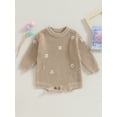 thumbnail image 2 of Caoirhny Baby Girls Autumn Winter Sweater Romper Long Sleeve Flower Embroidery Knit Romper, 2 of 9