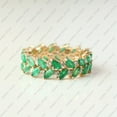 thumbnail image 2 of Marquise Emerald & Cubic Zirconia Full Eternity Band Ring, 925 Sterling Silver Ring, Emerald Leaf Ring, Wedding Band Gift For Her. May Birthstone, 2 of 5
