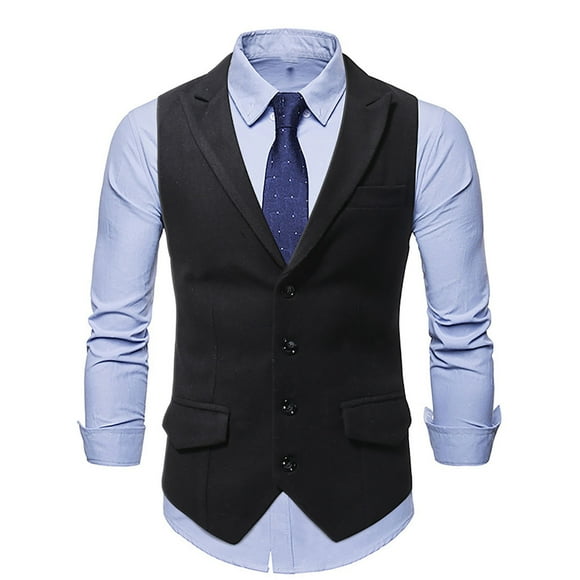 Men's Coats And Jackets Hooded Men's Single-Breasted Vest Gilet Fit Breathable Business Casual Streetwear Jacket Black XXXL JE