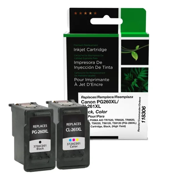 Remanufactured Clover Imaging High Yield Black, Color Ink Cartridges compatible with Canon PG-260XL/CL-261XL (3706C005) 2-Pack