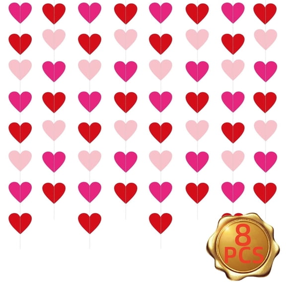 Heart Garland, 52Ft Paper Streamer for Birthday, Engagement, Mother's Day, Wedding, Anniversary, and Valentine's Day Decorations