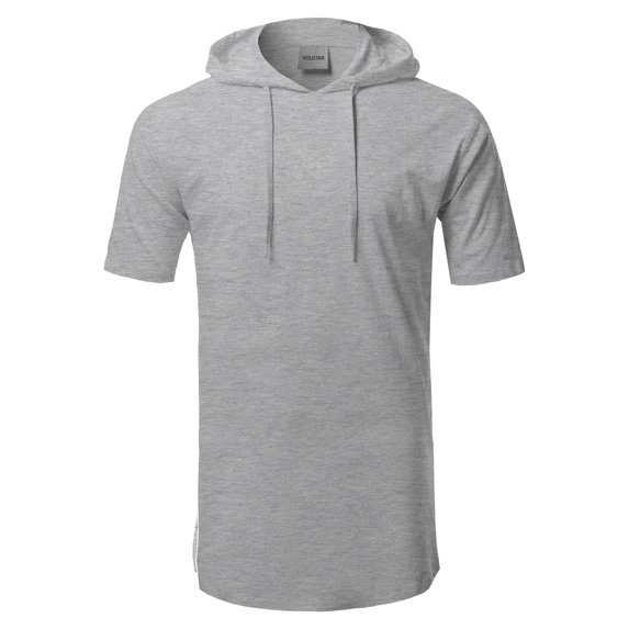 FashionOutfit Men's Solid Drawstring Hood Short Sleeve Top