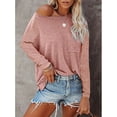 thumbnail image 4 of DODOING Women’s Long Sleeve T Shirt Solid Color Pullover Crew Neck Loose Comfy Casual Tops, 4 of 5