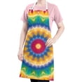 thumbnail image 5 of Rainbow Tie Dye Mandala Pattern Apron-Garden Aprons for Women with Pockets-Cotton Linen Waterproof Kitchen Cooking Gardening Aprons Adjustable for Kitchen,Cooking,BBQ and Salon 33x27 Inch, 5 of 7