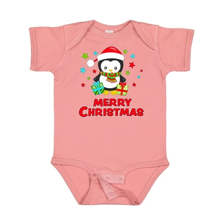 

Inktastic Merry Christmas Penguin in Santa Hat with Gifts Gift Baby Boy or Baby Girl Bodysuit