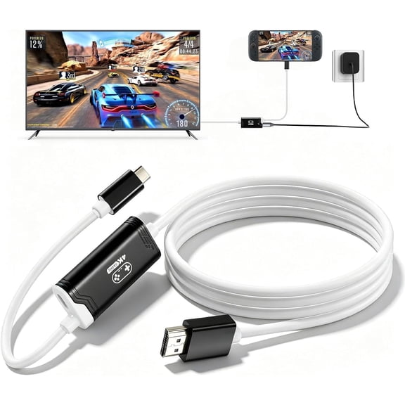 Switch 2 Dock, Switch 2 TV Adapter - 4K@144Hz Play While 100W PD Charging, USB C to HDMI Adapter for Nintendo Switch Dock, 6.6ft Portable Travel TV Cable for NintendoSwitch 2/1/Steam Deck/OLED,Black