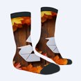 thumbnail image 2 of Four Seasons Universal Socks (2 Pairs) - Vibrant Autumn Leaves Design on Wooden Background Unisex Trendy Mixed Color Casual Socks, 2 of 5