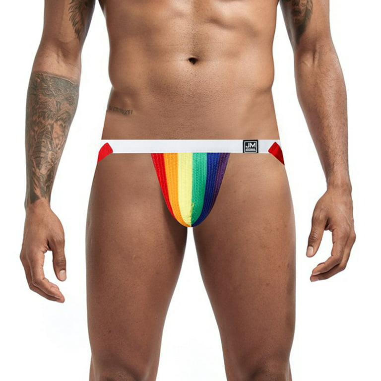 TIHLMKi Men's Underwear Deals Clearance Under $10 Slassic Sports Fitness  Rainbow Color Double Thong