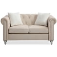 thumbnail image 3 of HomeStock Coastal Cottage Loveseat, 60" x 34" x 30" Jeweled Tufted Micro Suede with Pocketed Coil Seats for Comfort-Color:Beige, 3 of 5