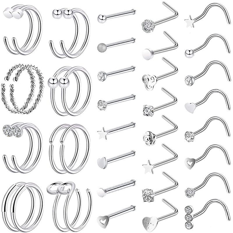 Rush Stainless Steel Nose Nail 40 Piece Suit Puncture Nose Ring Cshaped Ushaped Men's And