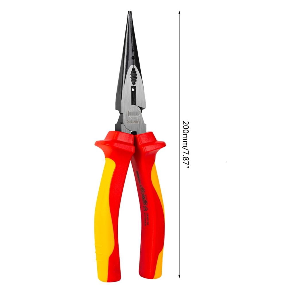 CEORPER Reliable and Safe 200mm Insulated Long Needle Nose Pliers, High Voltage, Durable Steel Construction