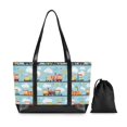 thumbnail image 7 of FORMRS Canvas Laptop Tote Bag for Women with 15.6" Computer Compartments Shoulder Handbag, Cartoon Train Pattern, 7 of 7