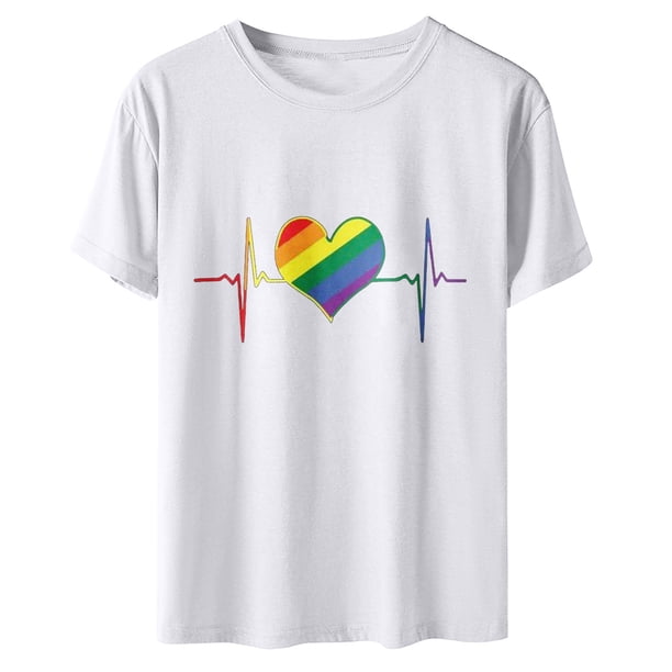 Camisetas con estampado de latidos del corazón y cuello redondo para mujer, blusas femeninas cómodas a la moda, Tops de San Valentín Fridja gope2211