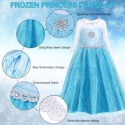 Jurebecia Princess Dress for Girls Birthday Party Blue Costume up Toddlers Kids Christmas Halloween Cosplay Clothes with Accessories 4T(3-4Years)