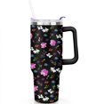 thumbnail image 2 of 40oz Pioneer Colorful Floral Stainless Steel Flip Straw Tumbler with Lid and Straw Spill Proof Travel Cup Double Wall Vacuum Insulated Coffee Mug with Handle Black, 2 of 7
