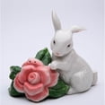thumbnail image 3 of Ceramic Rabbit Salt and Pepper Shakers with Rose Flower Spring Gift, 3 of 3