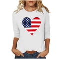 thumbnail image 3 of Jinhomg Women's 4th of July Shirts 3/4 Length Sleeve American Flag Shirt Casual Round Neck Patriotic Tops Cute Summer Holiday Blouses White XXL, 3 of 5