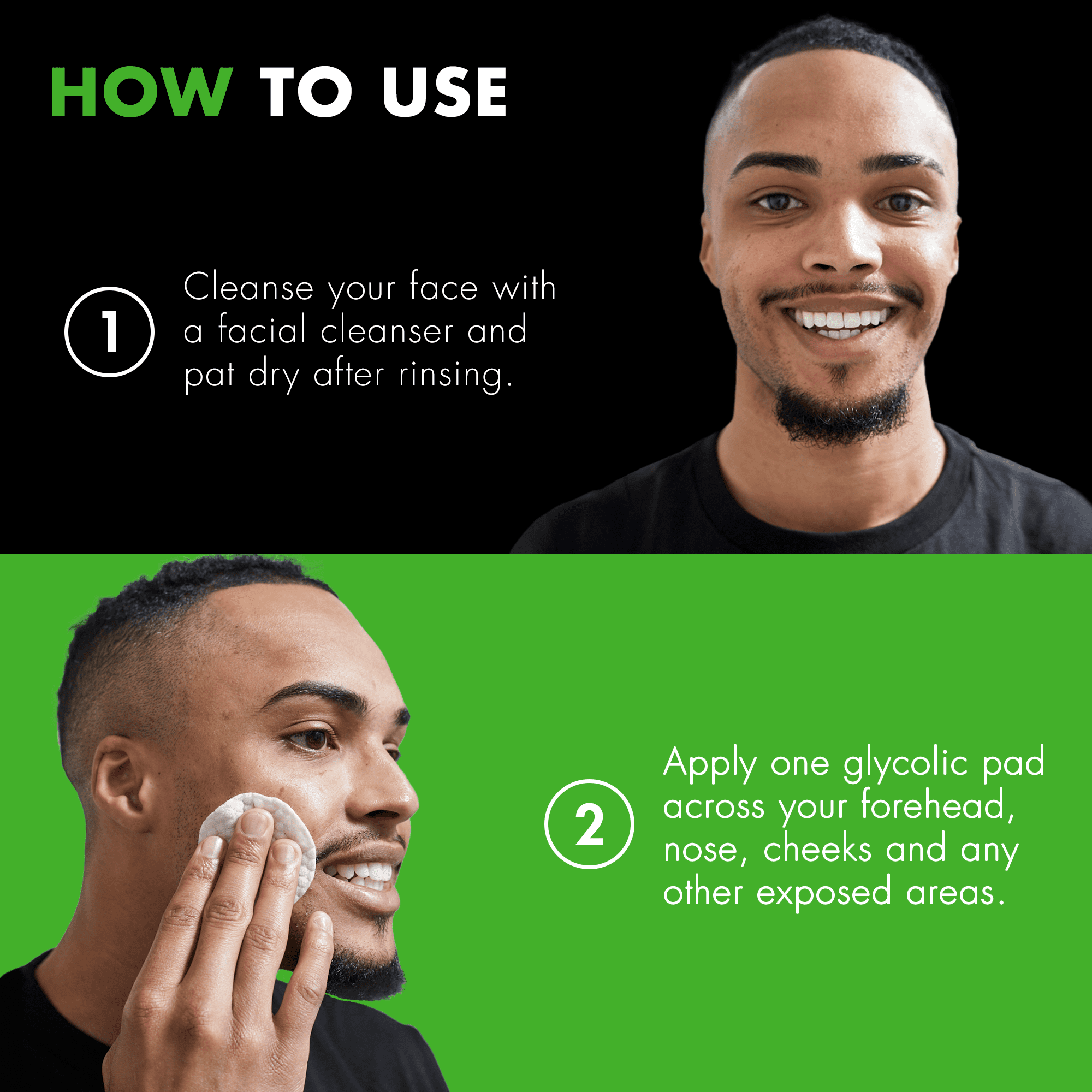Tiege Hanley Glycolic Acid Pads for Men, 2-Pack - Exfoliating Face Cleansing Pads for Forehead, Nose & Cheeks - Men's Daily Skin Care Facial Wipes for Moisturized & Refreshed-Looking Skin