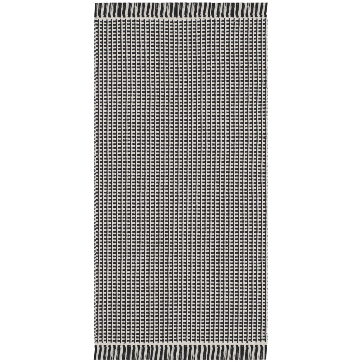 SAFAVIEH Montauk Patton Geometric Cotton Area Rug, Ivory/Black, 6' x 6' Square