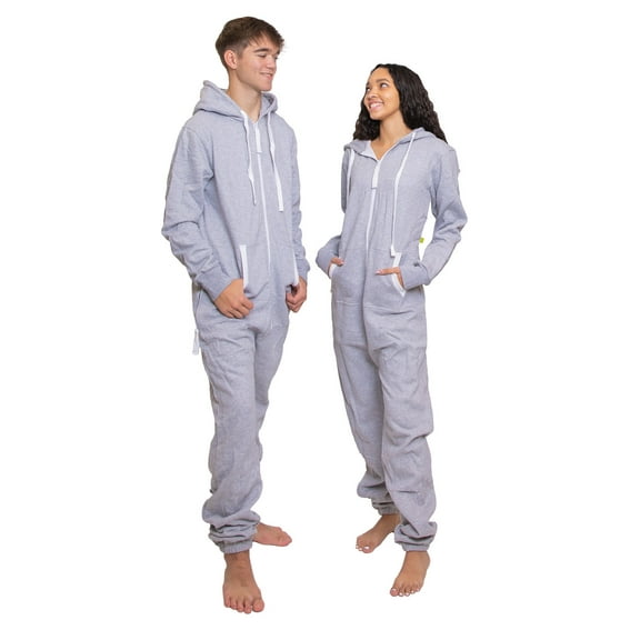 Gray Hoodie Onesie Jumpsuit Premium One-Piece SweatSuit for Men & Women