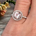 thumbnail image 4 of Surprisingly 1.75 Carat Morganite Engagement Ring On 10k White Gold Anniversary Ring With Float Halo Claw Prongs Promise Ring 6mm Round Cut Gemstone, 4 of 5