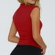thumbnail image 5 of Camiseta sin mangas de cuello medio para mujer, para el verano, corte ajustado, color liso, poliéster y spandex, estilo juvenil, tallas S-XL, 5 of 8