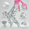 thumbnail image 4 of LOLANTA Girls Metallic Jogger Pants Shiny Jazz Street Hip Hop Dance Pants Convertible Leg Opening, 4 of 6