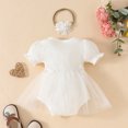 thumbnail image 4 of Huowey Kids Girls Short Sleeve Ribbed Floral Romper Bodysuits Dress Breathable Dailywear, 6-9 Months, 4 of 6