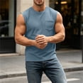 thumbnail image 6 of USNSM Tank Tops Men Waffle Sleeveless Shirt Casual Summer Relaxed Fit Active Tank Top with Pocket Muscle Athletic Beach Shirts Blue XL, 6 of 9