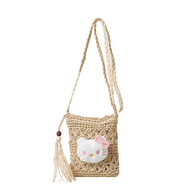 Bolsillo Tejido Bolso Cuerpo Cruzado Con Hombro para Mujeres Paja