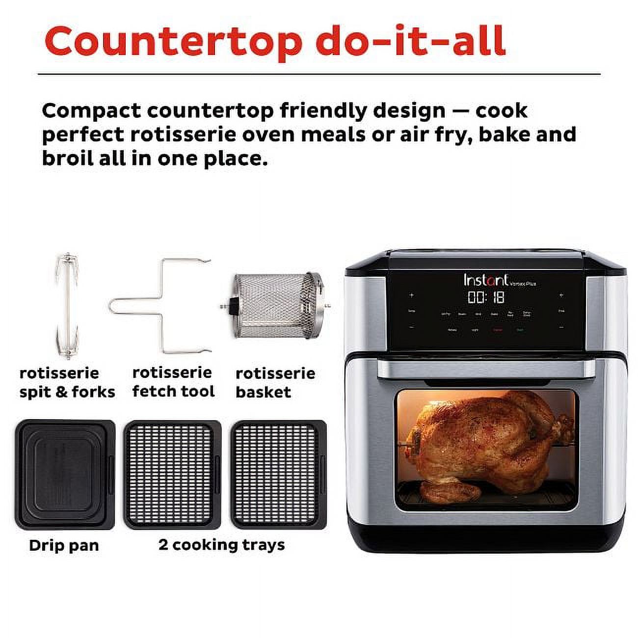Instant Vortex Plus 10-Quart Air Fryer Oven with 7-in-1 Cooking Functions and Accessories Included, Stainless Steel - image 7 of 9