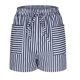 thumbnail image 4 of Pantalones Cortos Casuales de Verano para las Mujeres Cordón de Bolsillo a Rayas de Moda, Desgaste Callejero de Poliéster Aireado, 4 of 6
