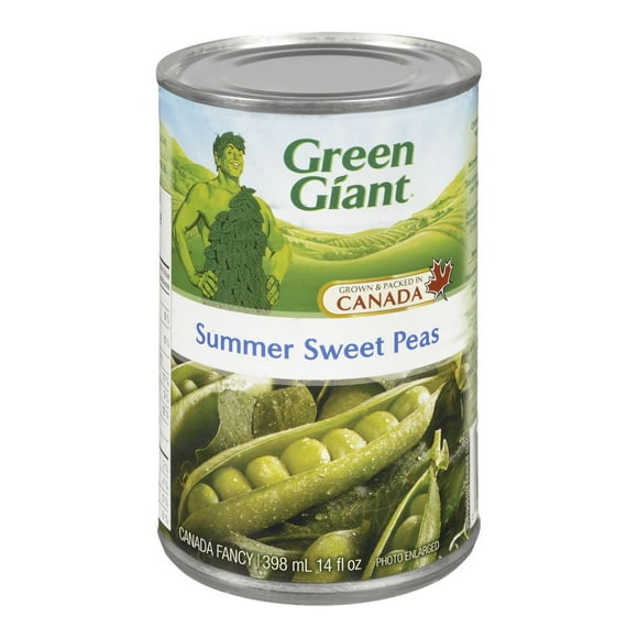 Pois Sucrés D'Été En Conserve À Faible Teneur En Sel Green Giant. Cultivé Et Emballé Au Canada. Pois Sucrés D'Été En Conserve À Faible