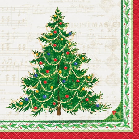 - Classic Christmas Tree Paper Beverage Napkins, 5 in, 16ct