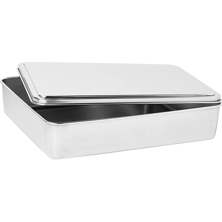 Stainless Steel Baking Pan with Lid, VeSteel 12⅓ x 9¾ x 2 Inch Rectangle Sheet  Cake Pans with Covers Bakeware for Brownies Casseroles - Set of 4 