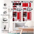 thumbnail image 2 of Red Kitchen Curtain Valance and Tiers, 3Pcs Geometric Art Valance Set Gray Rod Pocket Curtain for Kitchen Window Modern Unique Patterns, 2 of 6