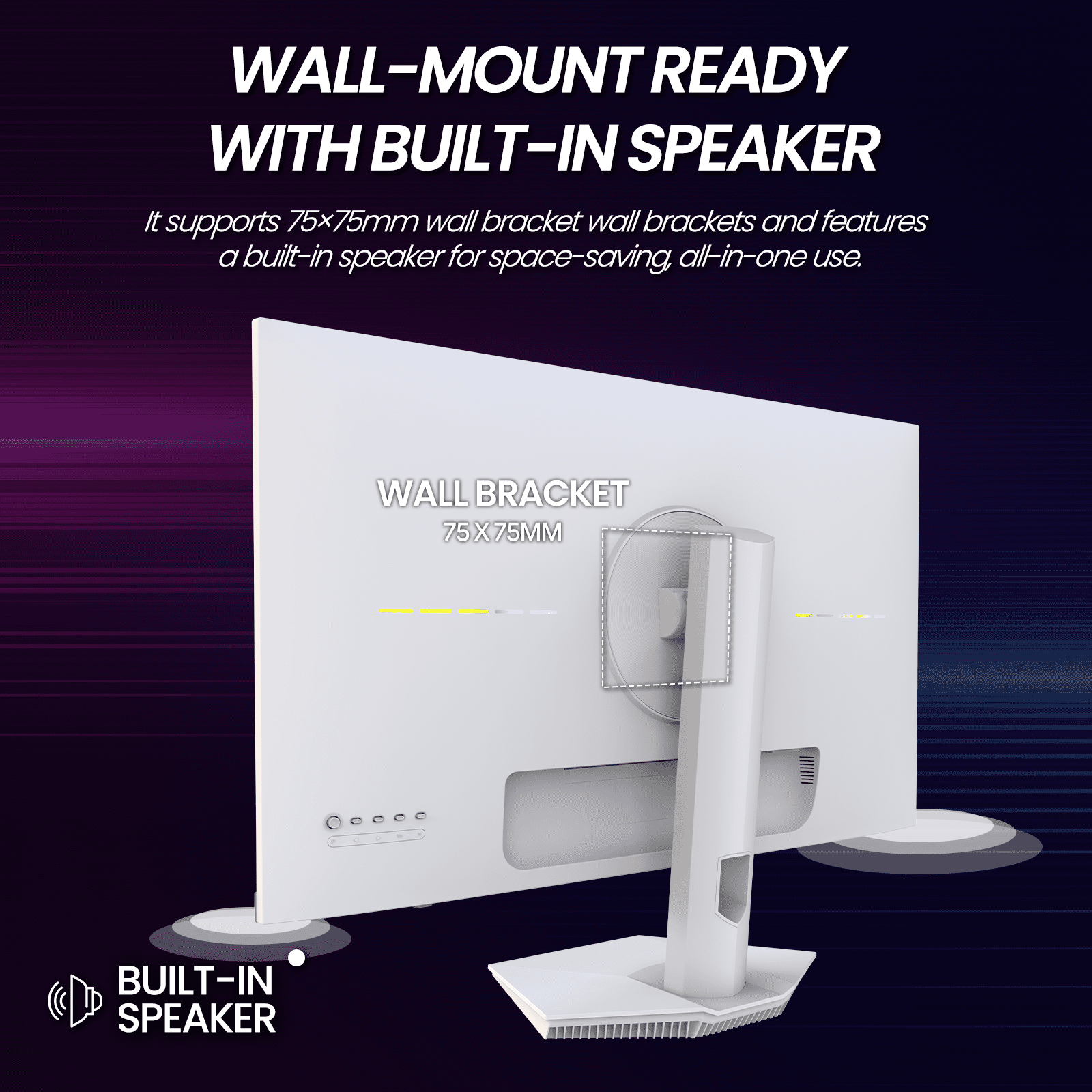 CRUA 27" QHD 240Hz Gaming Monitor,1440P 120% sRGB IPS Computer Monitor with Built in Speaker, Tilt Adjustable, Support FreeSync, DP&HDMI, Wall Mount-White