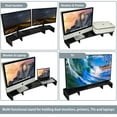 thumbnail image 4 of J JACKCUBE DESIGN Black Wood Dual Monitor Stand with Adjustable Angle Riser 2 Monitors Office Desk Organizer Computer Tabletop Screen Shelf for PC TV Laptop - MK547C, 4 of 7