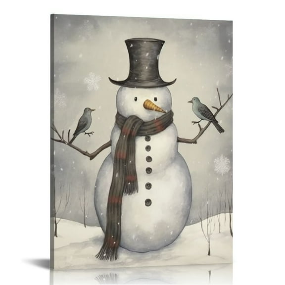 ONETECH Snowman Merry Christmas Wall Art Canvas Bedroom Painting Home Decor Pictures Artworks Posters UnFramed,12x16inch