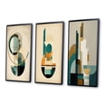 thumbnail image 3 of Designart "Retro Gold and Teal Full Moon Grace" Modern Geometric Framed Wall Art Set Of 3 - Gold Abstract Frame Gallery Wall Set For Home Decor, 3 of 7